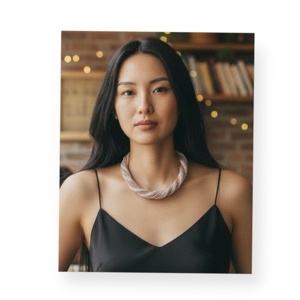 new Stella + Ruby ❃ Multi Strand Glass Bead Necklace ❃ Silver Cashmere Champagne - Picture 2 of 16